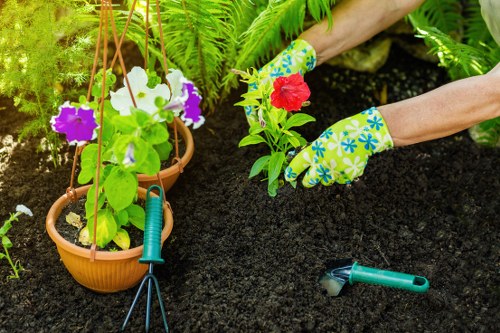 Local gardeners in Becontree Heath pruning shrubs and improving borders